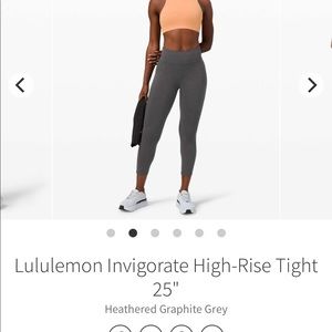 lululemon invigorate tight  25” graphite gray